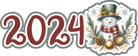 2024 - Snowman - Print & Cut Scrapbook Page Title - INSTANT DOWNLOAD