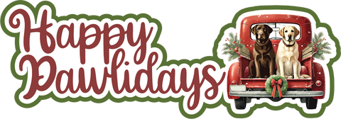 Happy Pawlidays - Print & Cut Scrapbook Page Title - INSTANT DOWNLOAD