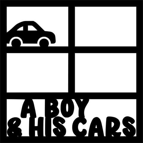 A Boy & His Cars - 4 Frames - Scrapbook Page Overlay - Digital Cut File - SVG - INSTANT DOWNLOAD