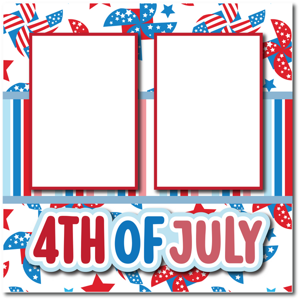 4th of July - DIGITAL Premade Scrapbook Page - INSTANT DOWNLOAD
