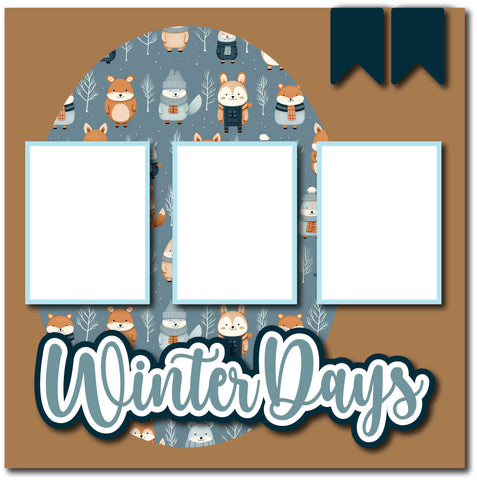 Winter Days - DIGITAL Premade Scrapbook Page - INSTANT DOWNLOAD