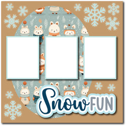 Snow Fun - DIGITAL Premade Scrapbook Page - INSTANT DOWNLOAD