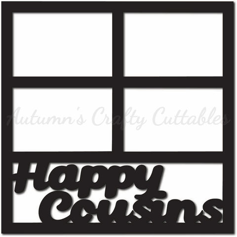 Happy Cousins - Scrapbook Page Overlay - Digital Cut File - SVG - INSTANT DOWNLOAD
