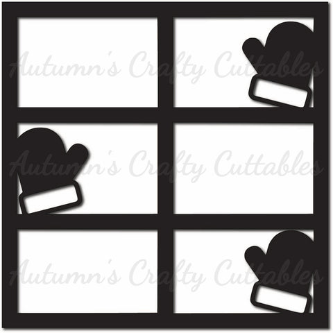 Mittens - Scrapbook Page Overlay - Digital Cut File - SVG - INSTANT DOWNLOAD