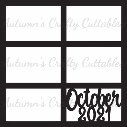 October 2021 - 6 Frames - Scrapbook Page Overlay - Digital Cut File - SVG - INSTANT DOWNLOAD