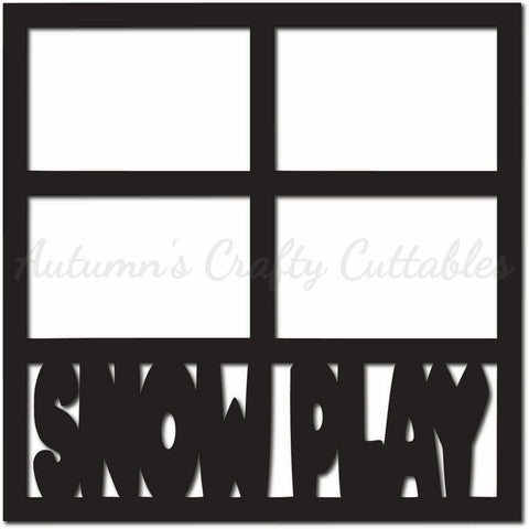 Snow Play - Scrapbook Page Overlay - Digital Cut File - SVG - INSTANT DOWNLOAD